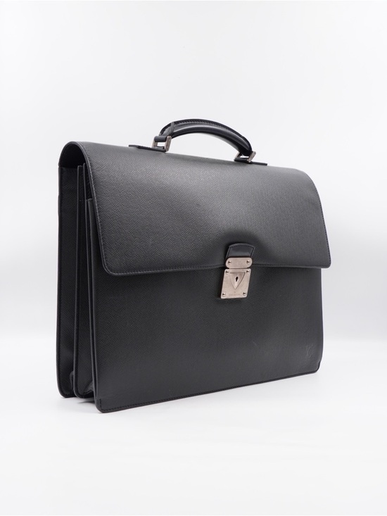 Louis Vuitton Briefcase Black Textured Leather Briefcase with Silver Lock - Picture 4 of 12